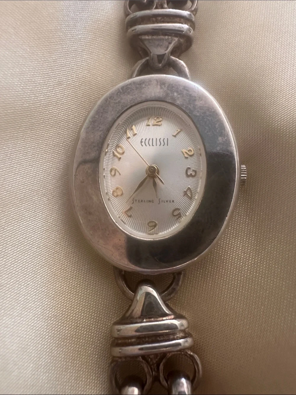 Silver-Tone Oval Dial Bracelet Watch for Women